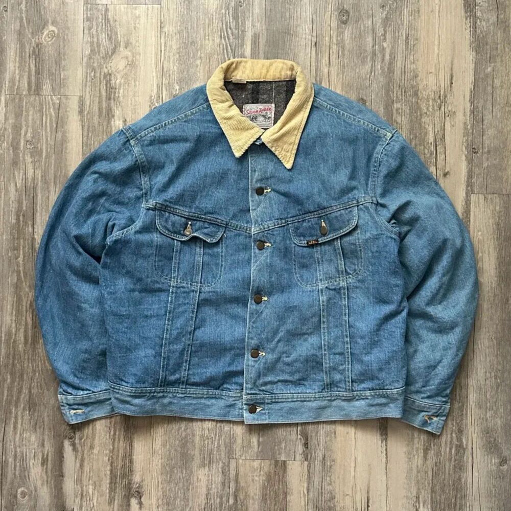 Vintage 60s 70s Lee Storm Rider Denim Jacket Blanket Lined 101-LJ Size XL/XXL